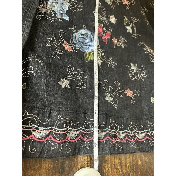 VTG + DENIM & CO Jacket Women Sz 2X Embroidered Embellished Dark Cottagecore - Picture 6 of 8